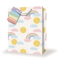 Jumbo Rainbow Sun and Cloud Paper Gift Bag, 13x4-in Front_Angled_Left