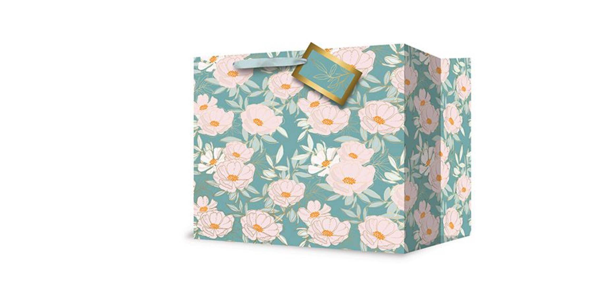 Extra-Deep 'Happily Ever After' Black/White Gift Bag Front_Angled_Left