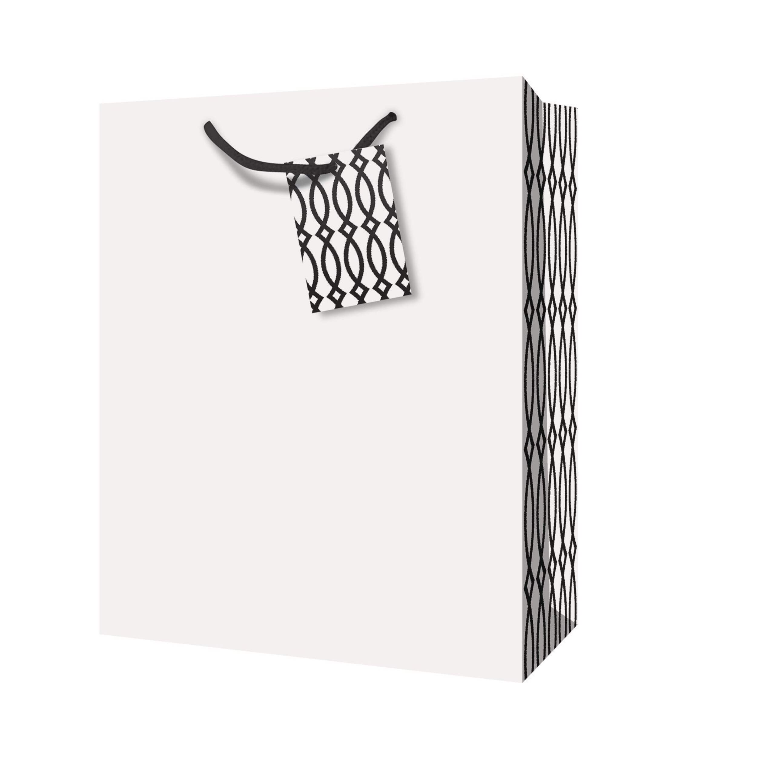 Jumbo White Side Pattern Paper Gift Bag for Parties, 13x4-in Front_Angled_Left