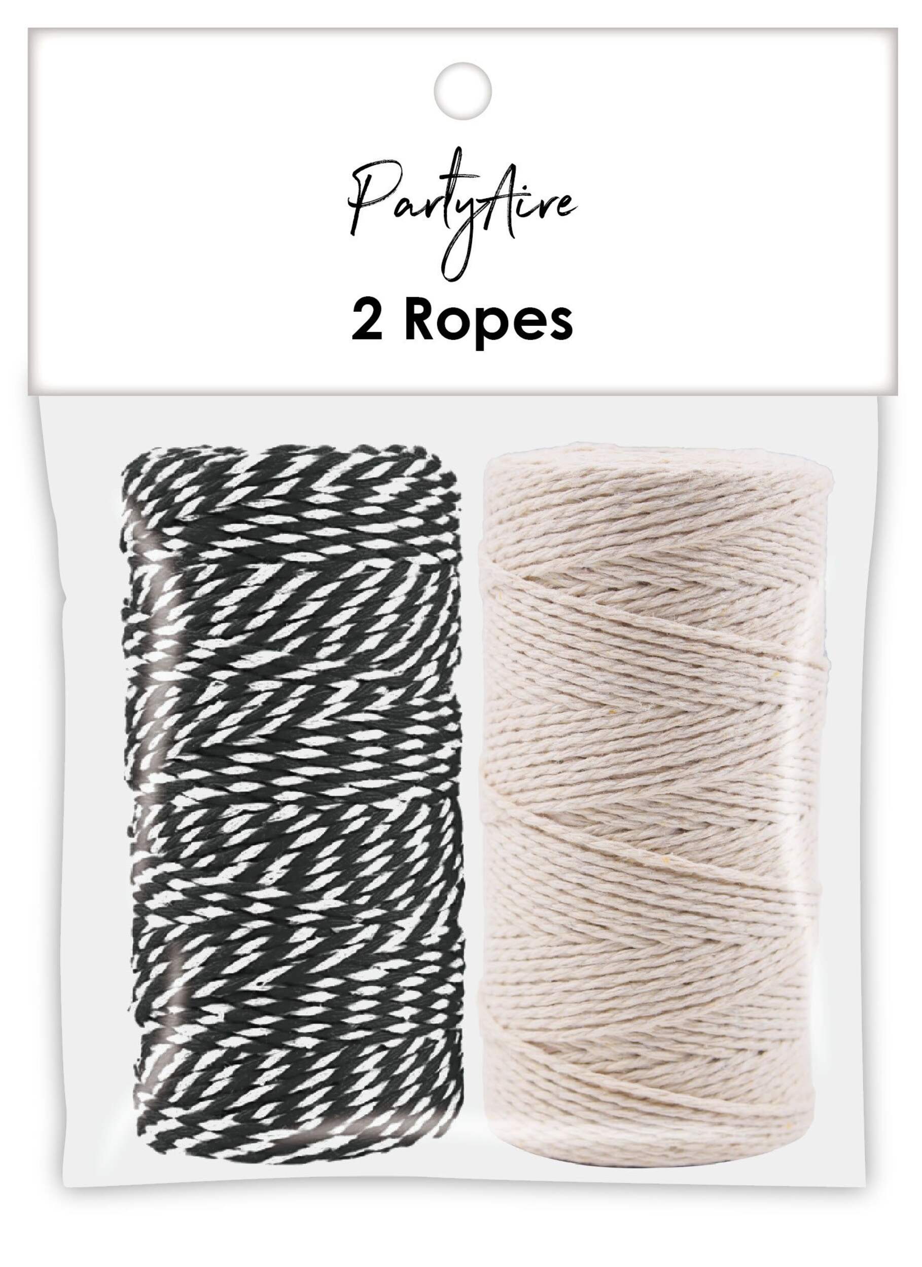 PartyAire 6.5-ft Black/White/Natural Gift Rope, 2-pk Front_Flat