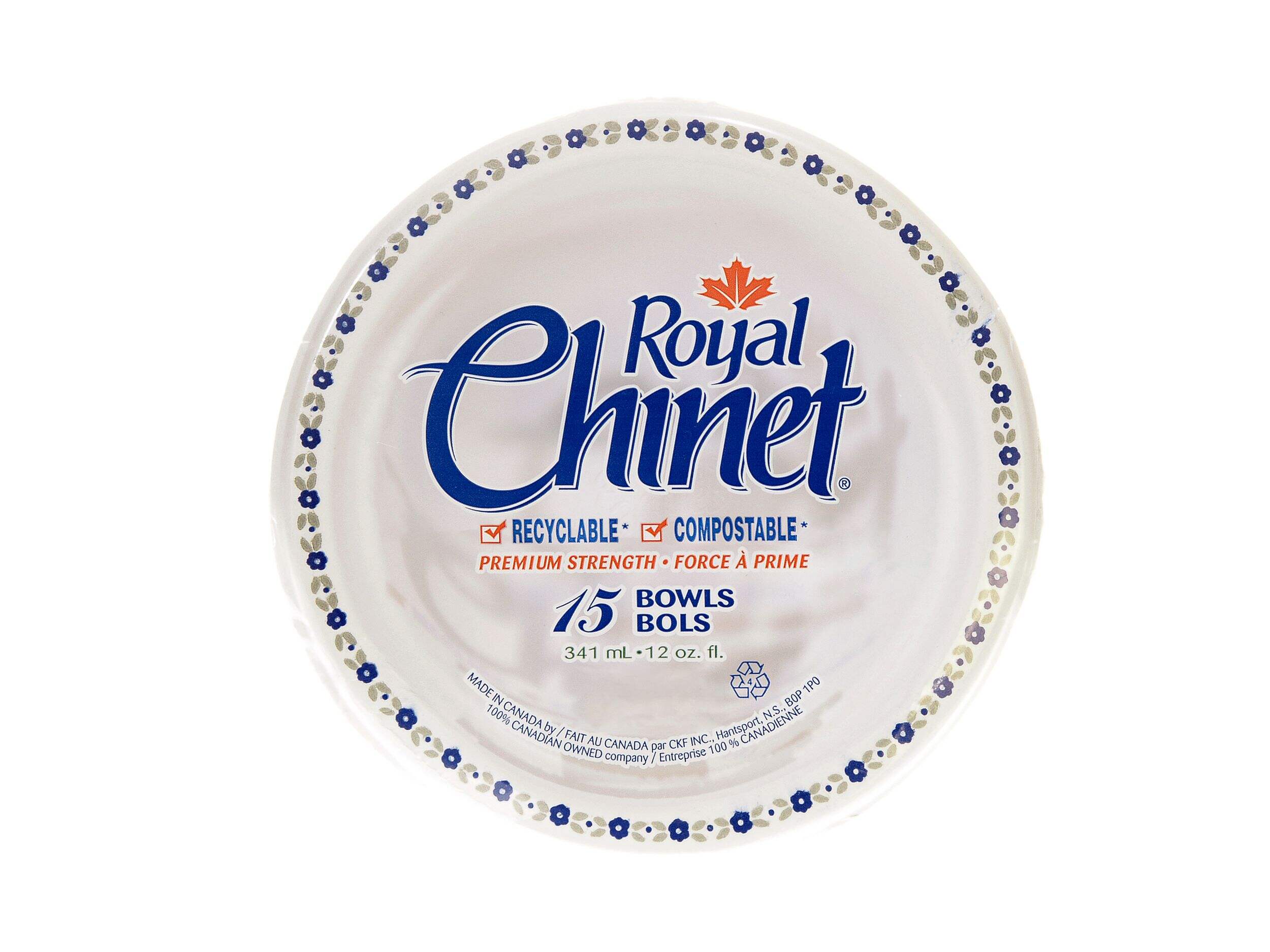 Bols en papier jetables Royal Chinet, 11,5 oz, paq. 15 Overhead_Flat