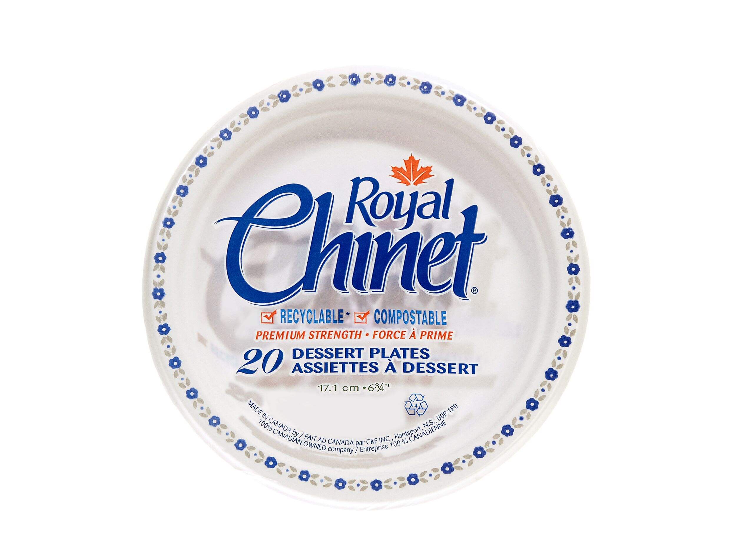 Royal Chinet Disposable Dessert paper Plates, 6.75-in, 20-pk Overhead_Flat