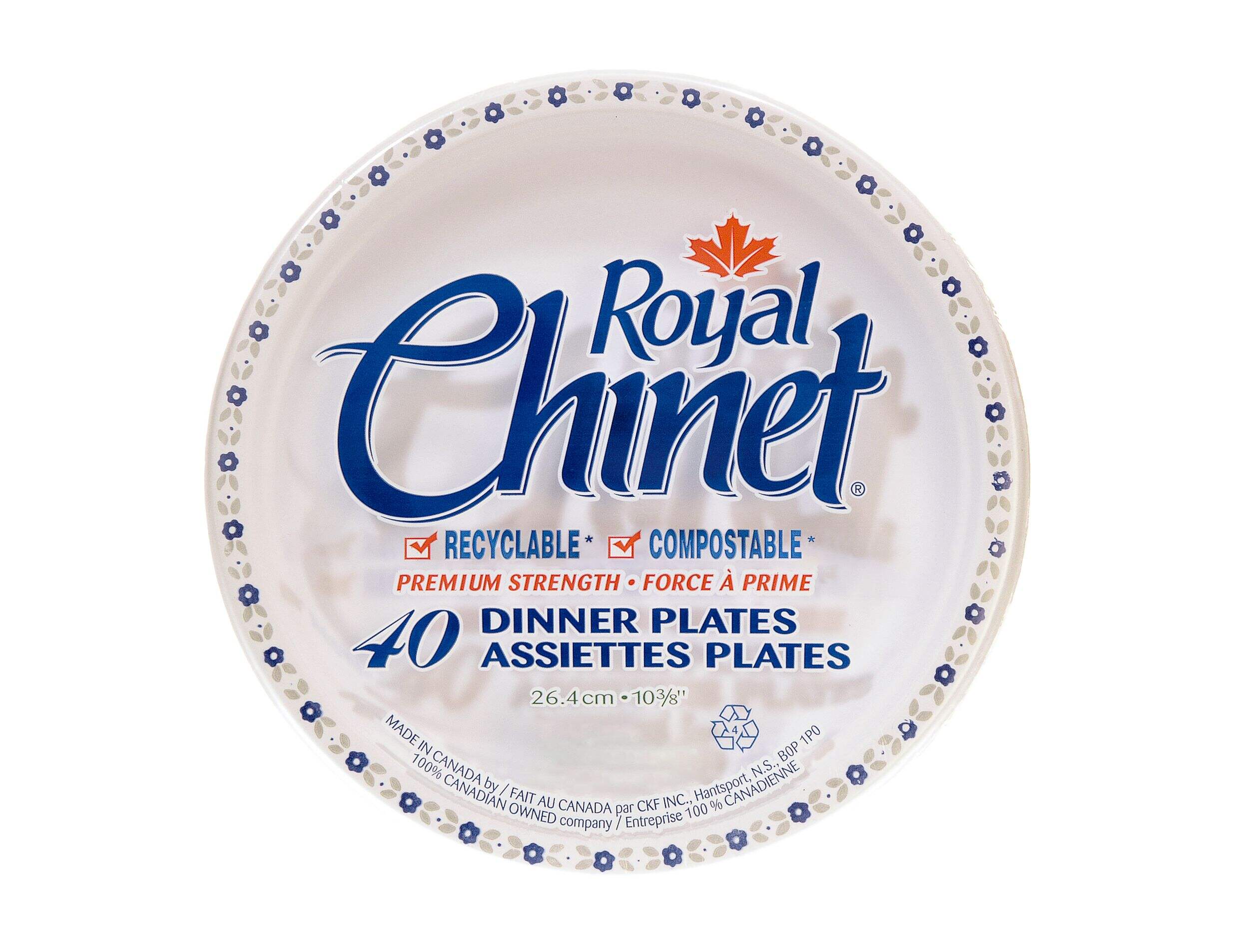 Royal Chinet Dinner Paper Plates, 10-in, 40-pk Overhead_Flat