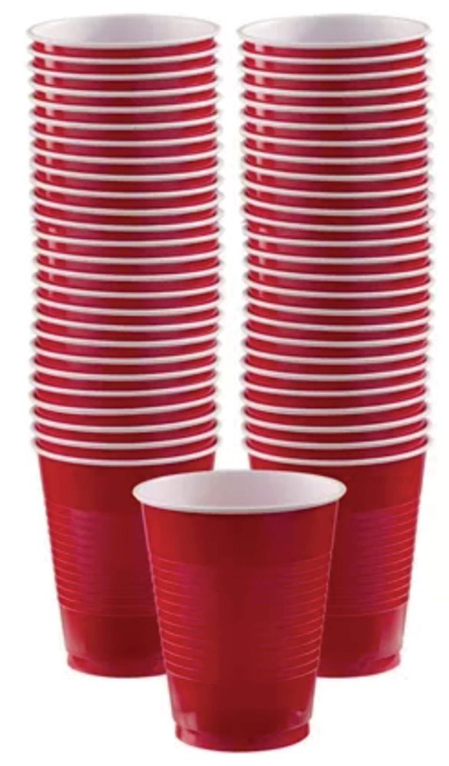 Plastic Reusable Cups, Apple Red, 18-oz, 200-pk, for Christmas/Thanksgiving/New Year's Eve/Birthday Party Front_Elevated