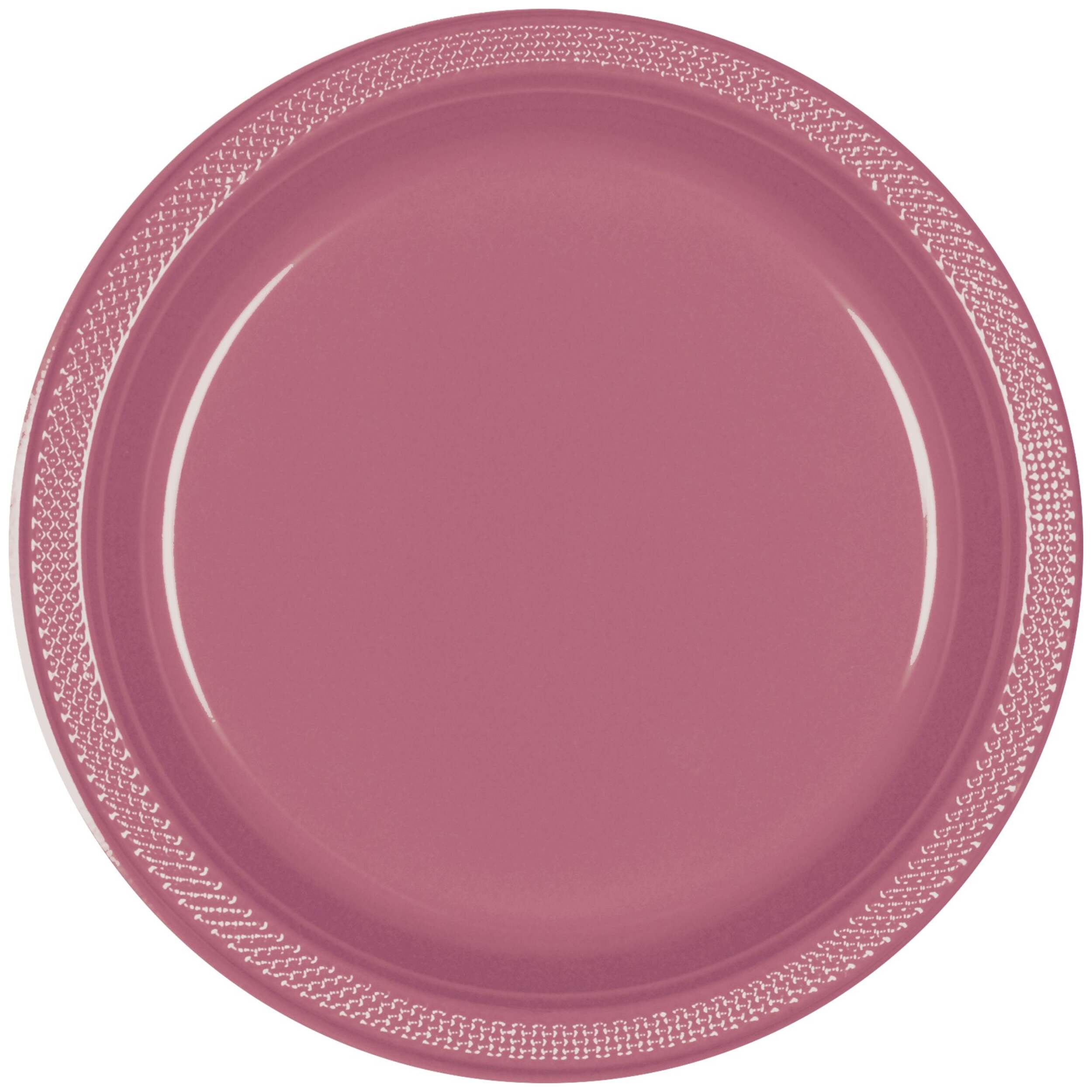 Amscan Plastic Plate for Parties, Mauve Pink, 7-in, 20-pk Overhead_Flat