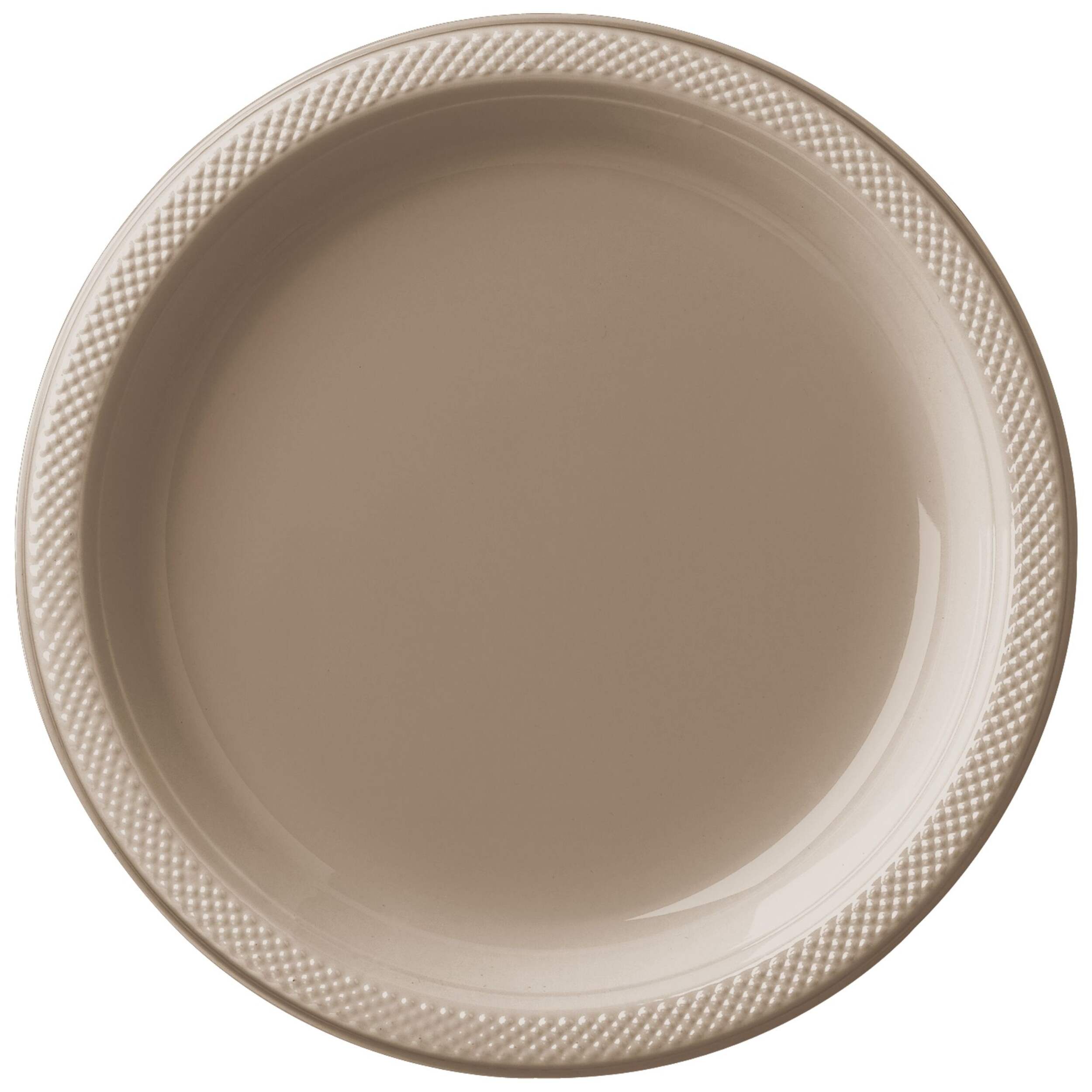 Assiettes en plastique Amscan, taupe, 7 po, paq. 20 Overhead_Flat