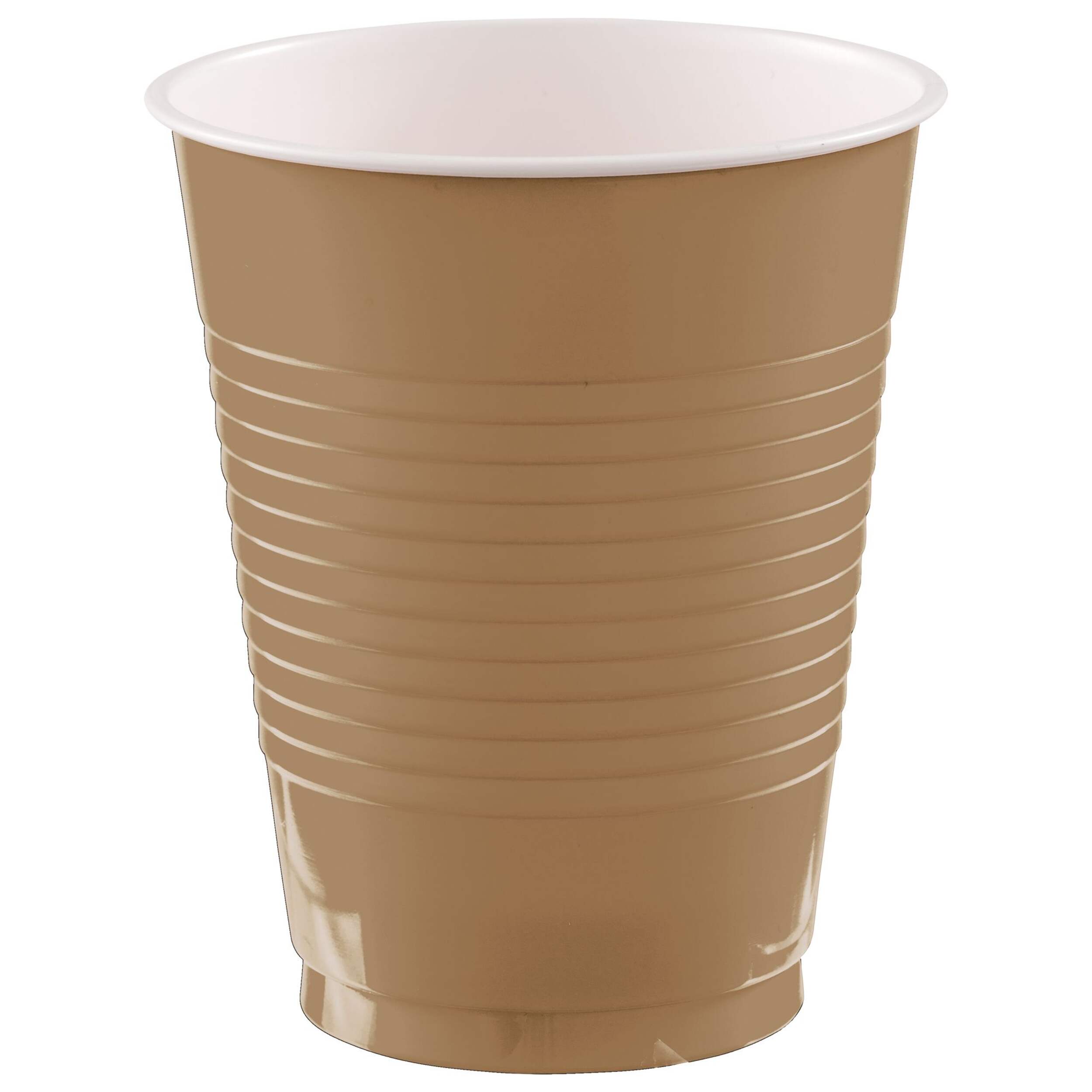 Amscan Plastic Cup for Parties, Taupe, 18-oz, 50-pk Front_Elevated