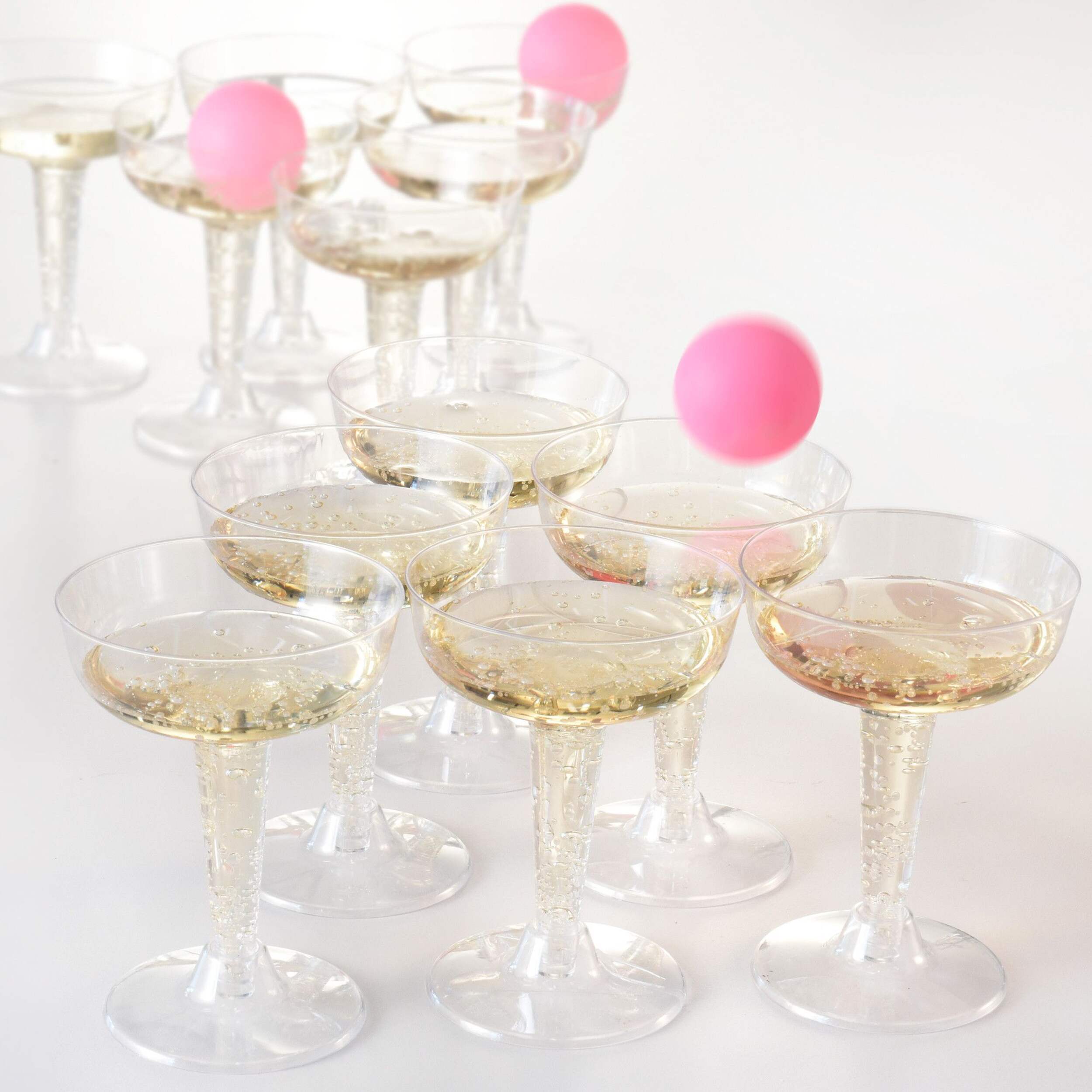 Prosecco Pong Party Drinking Game with Cups & Balls, for Bachelorette Party/Bridal Shower/Birthday/New Year's Eve Composite_or_Mixed