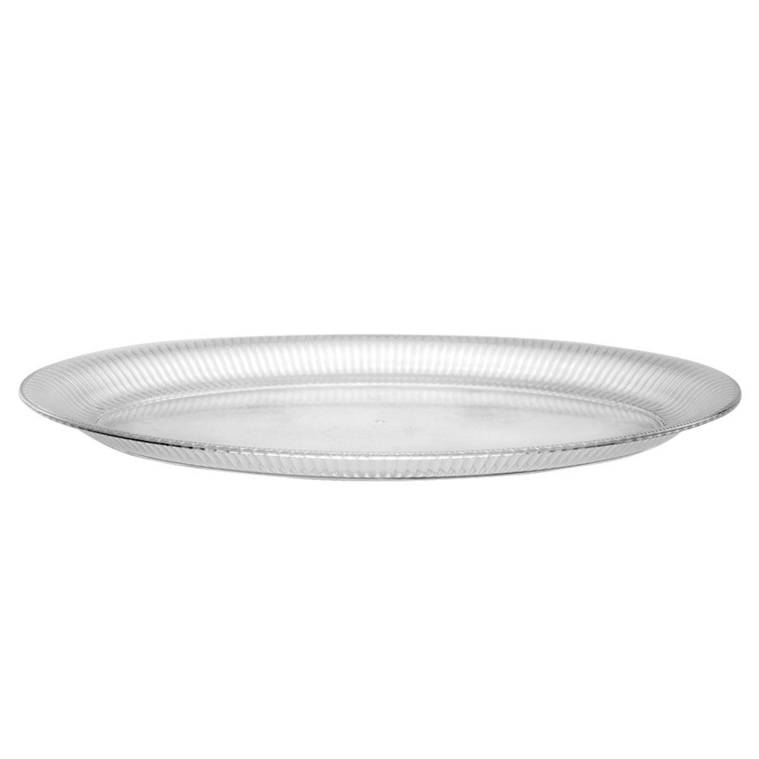 Oval Ridged Clear Serving Tray 21 x 14-in Front_Elevated