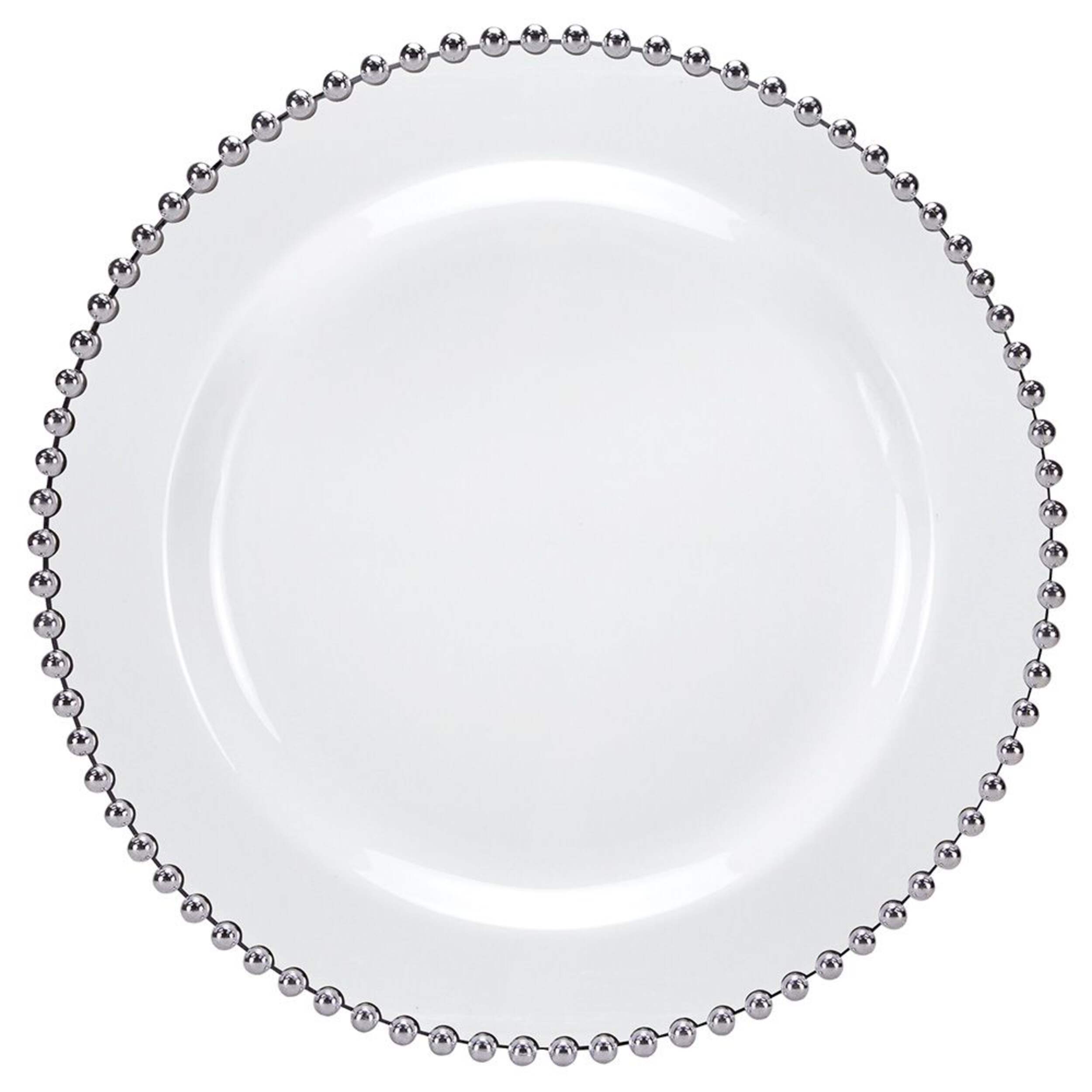 Assiette perlée Lillian Tablesettings, perle et argent, 7,75 po Overhead_Flat