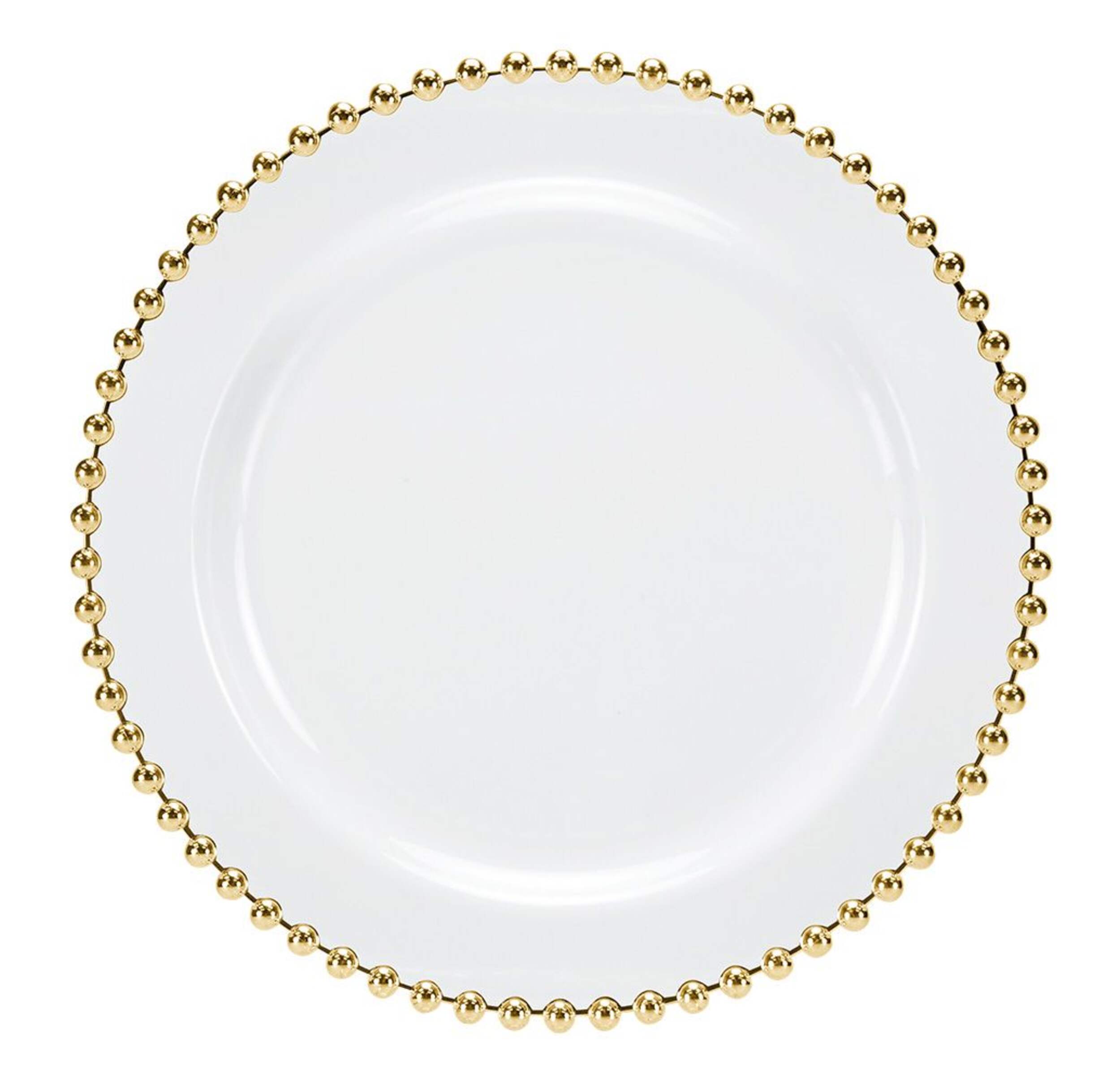 Lillian Tablesettings Beaded Plate, Pearl and Gold, 10.5-in Overhead_Flat