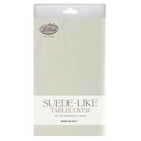Lillian Tablesettings Suede-Like Tablecover, Ivory, 54x102-in Front_Flat