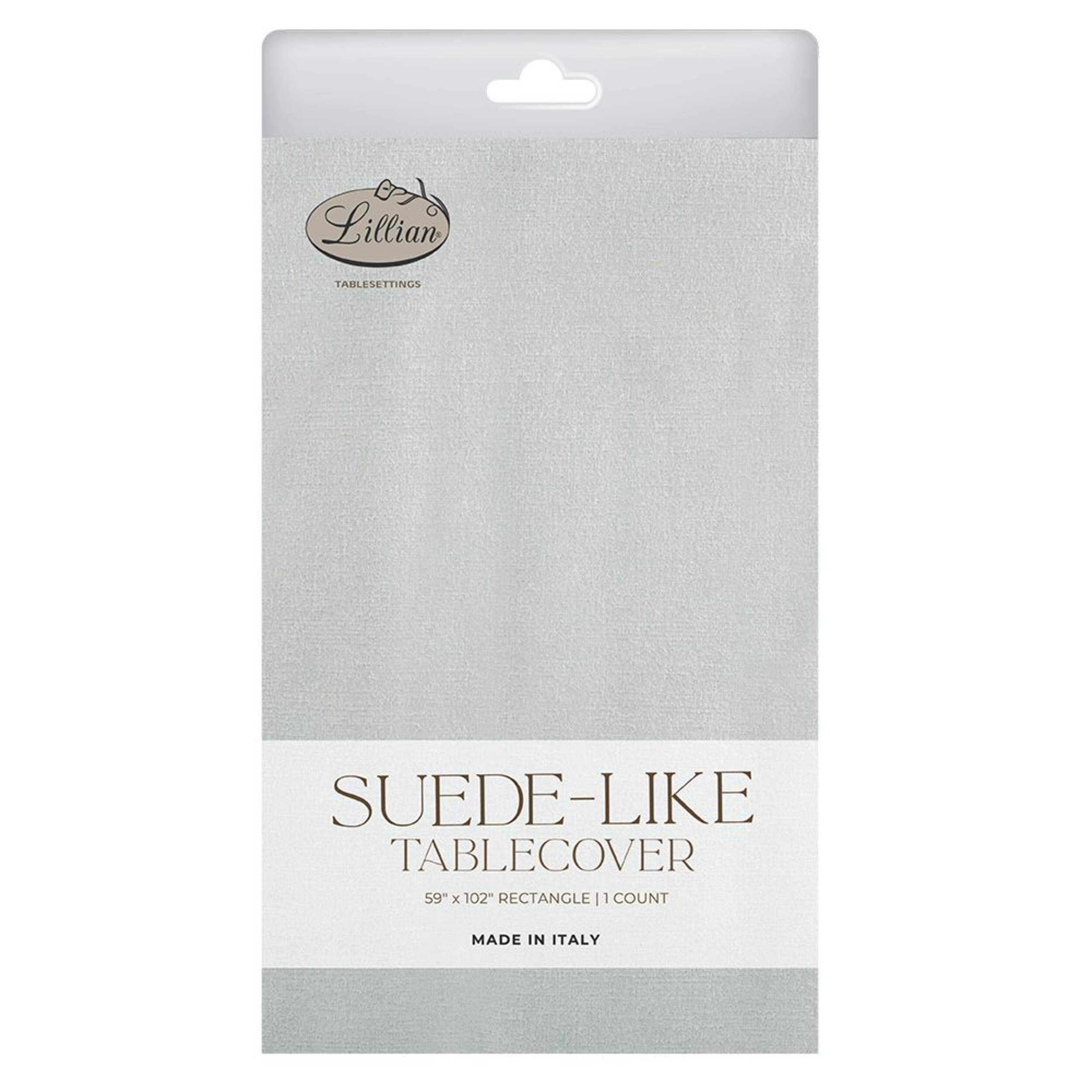 Lillian Tablesettings Suede-Like Tablecover, Pearl, 54x102-in Front_Flat