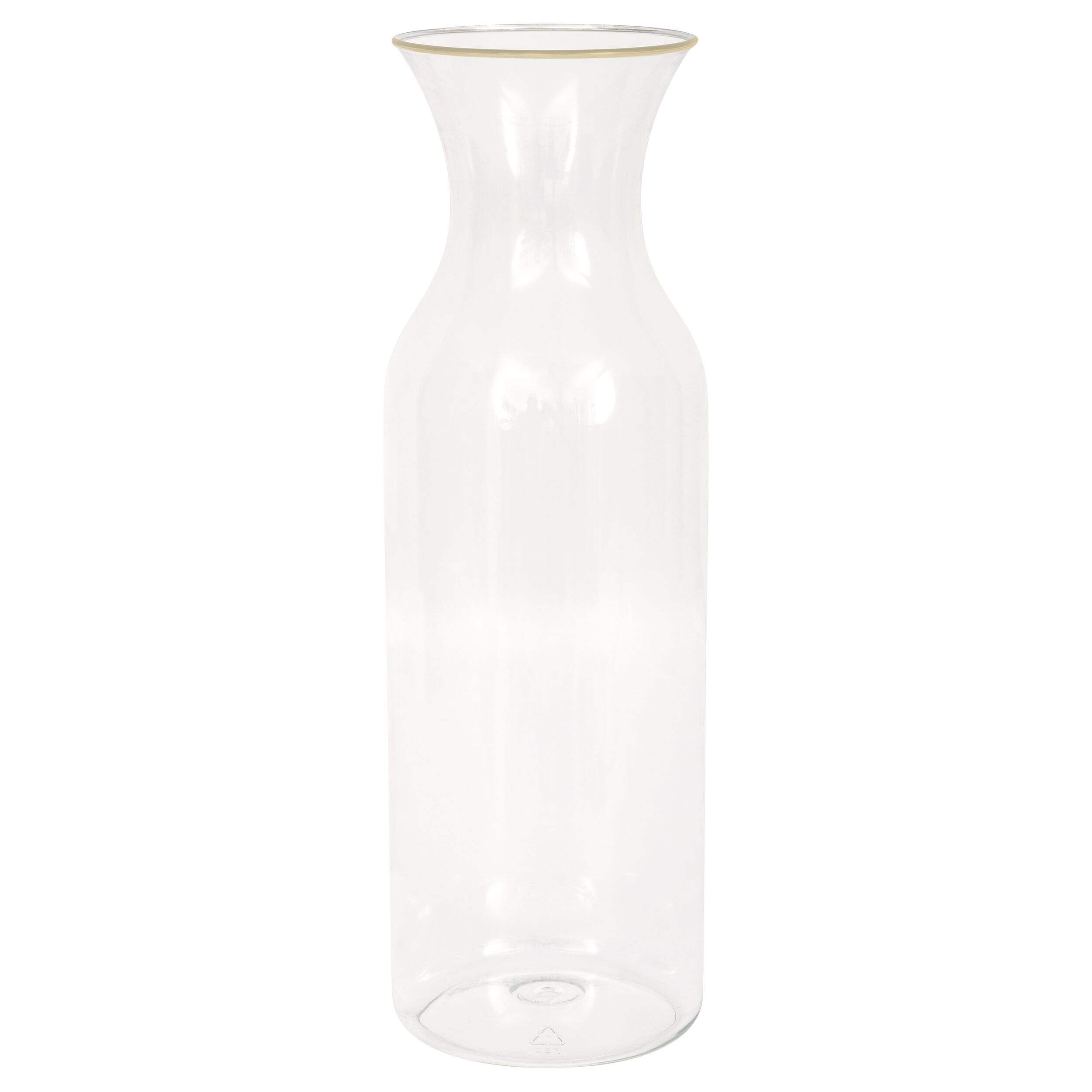 Reusable Plastic Wine Carafe with Gold Rim, Clear, 50-oz Front_Elevated