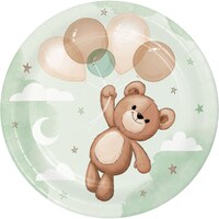 Teddy Bear Party Supplies Disposable Dessert Plates, 7-in, 8-ct Overhead_Flat
