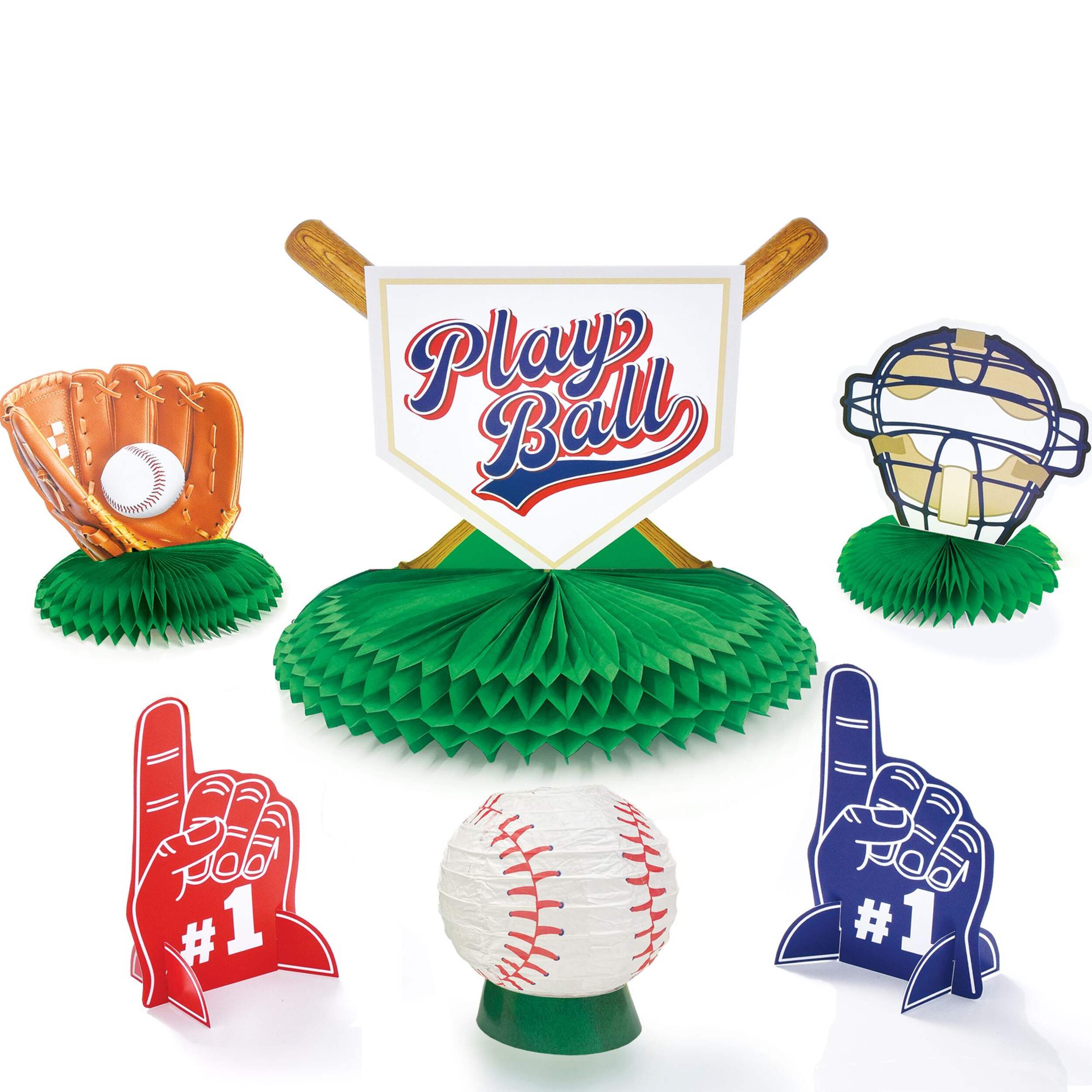 Amscan Cardstock Baseball-Themed Centerpiece Kit, 6-pc Front_Flat
