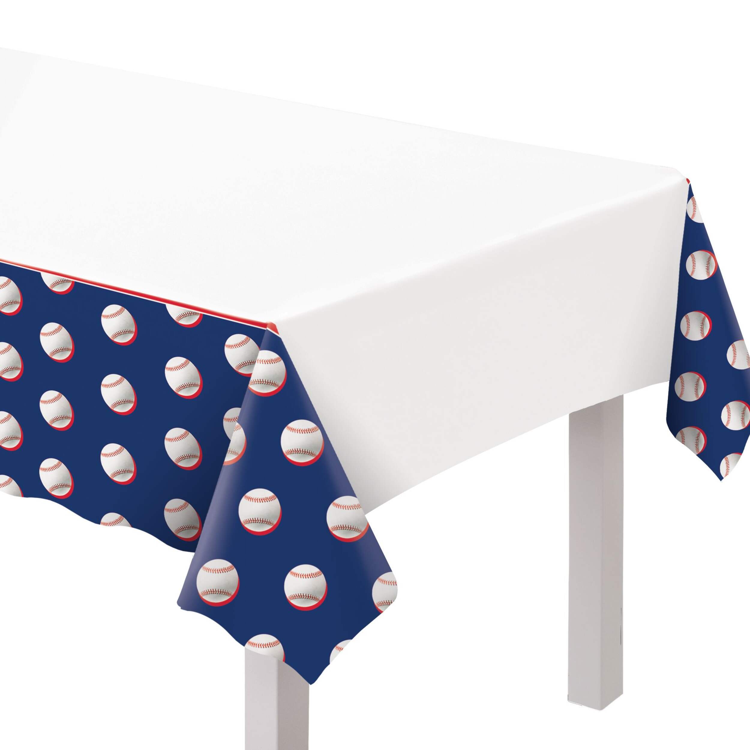 Amscan 54x102-in Printed Plastic Baseball Table Cover CloseUp