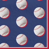 Amscan 6.5x6.5-in Baseball Home Run Lunch Napkins, 40-pk Overhead_Flat