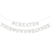 Sparkling Customizable Hanging Banner Decoration, White, 12-ft, 100-pc, for Wedding/Bridal Shower/Bachelorette/Engagement Party Front_Flat