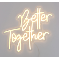 "Better Together" Neon LED Light Up Decoration Sign for Weddings, White Front_Flat