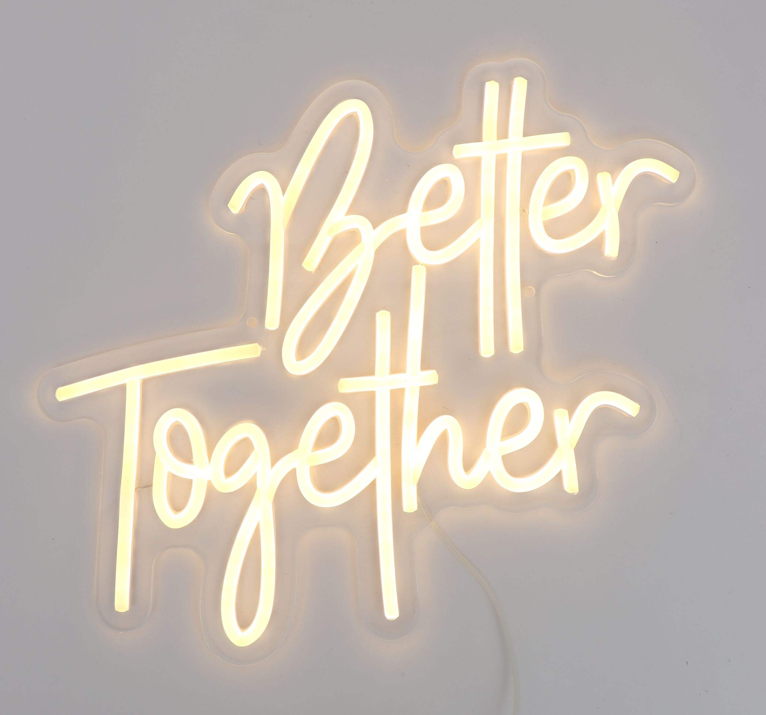 "Better Together" Neon LED Light Up Decoration Sign for Weddings, White Front_Flat