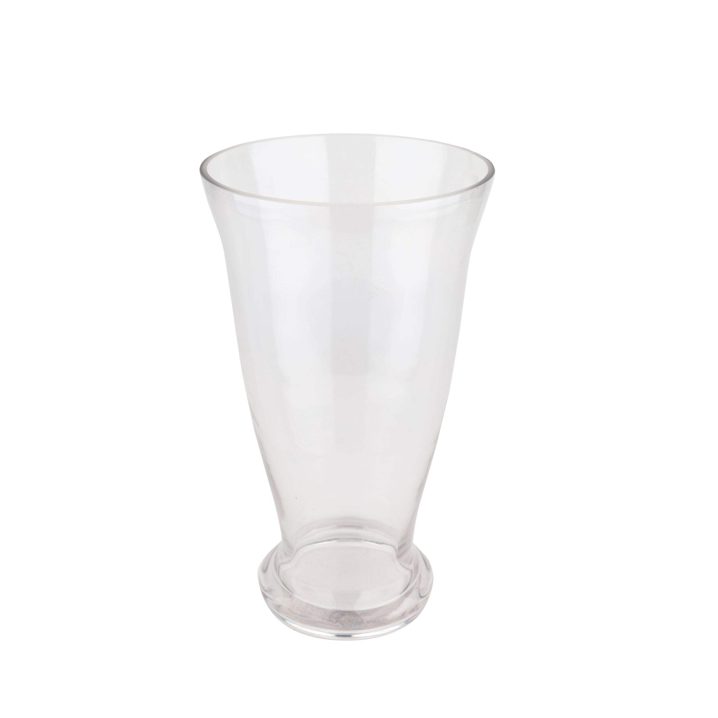 Clear Glass Vase with Flared Top, Indoor Decoration Vase, 12-in Front_Elevated