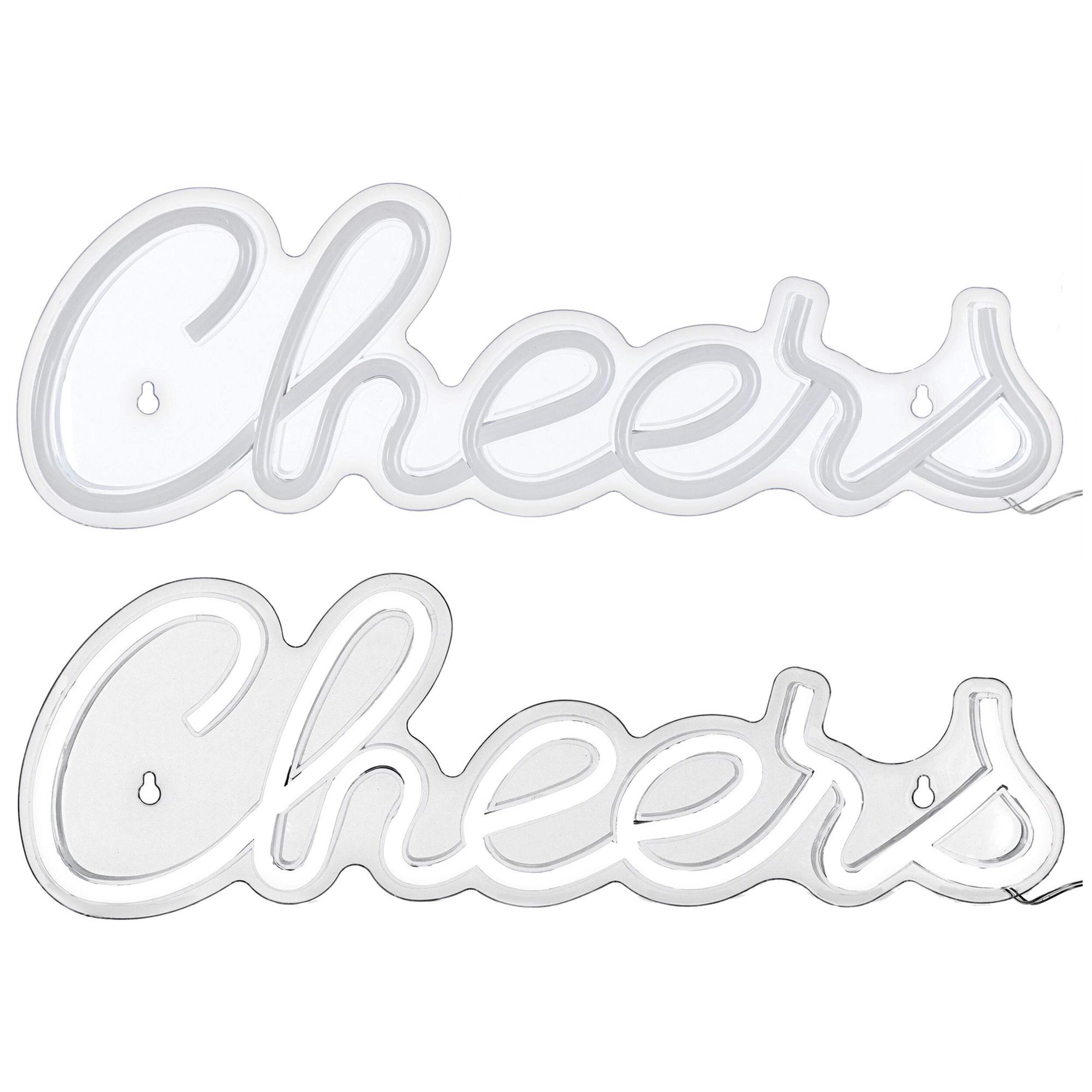 Enseigne lumineuse à DEL en plastique Cheers néon, décoration murale, multicolore Front_Flat