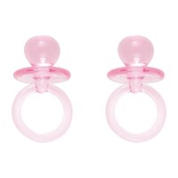 Plastic Baby Pacifier Tie Favours, Pink, 1-in, 6-pc