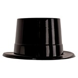 Shiny Plastic Top Hat, Black, One Size, Wearable Costume Accessory for Halloween Front_Angled_Right