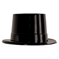 Shiny Plastic Top Hat, Black, One Size, Wearable Costume Accessory for Halloween Front_Angled_Right
