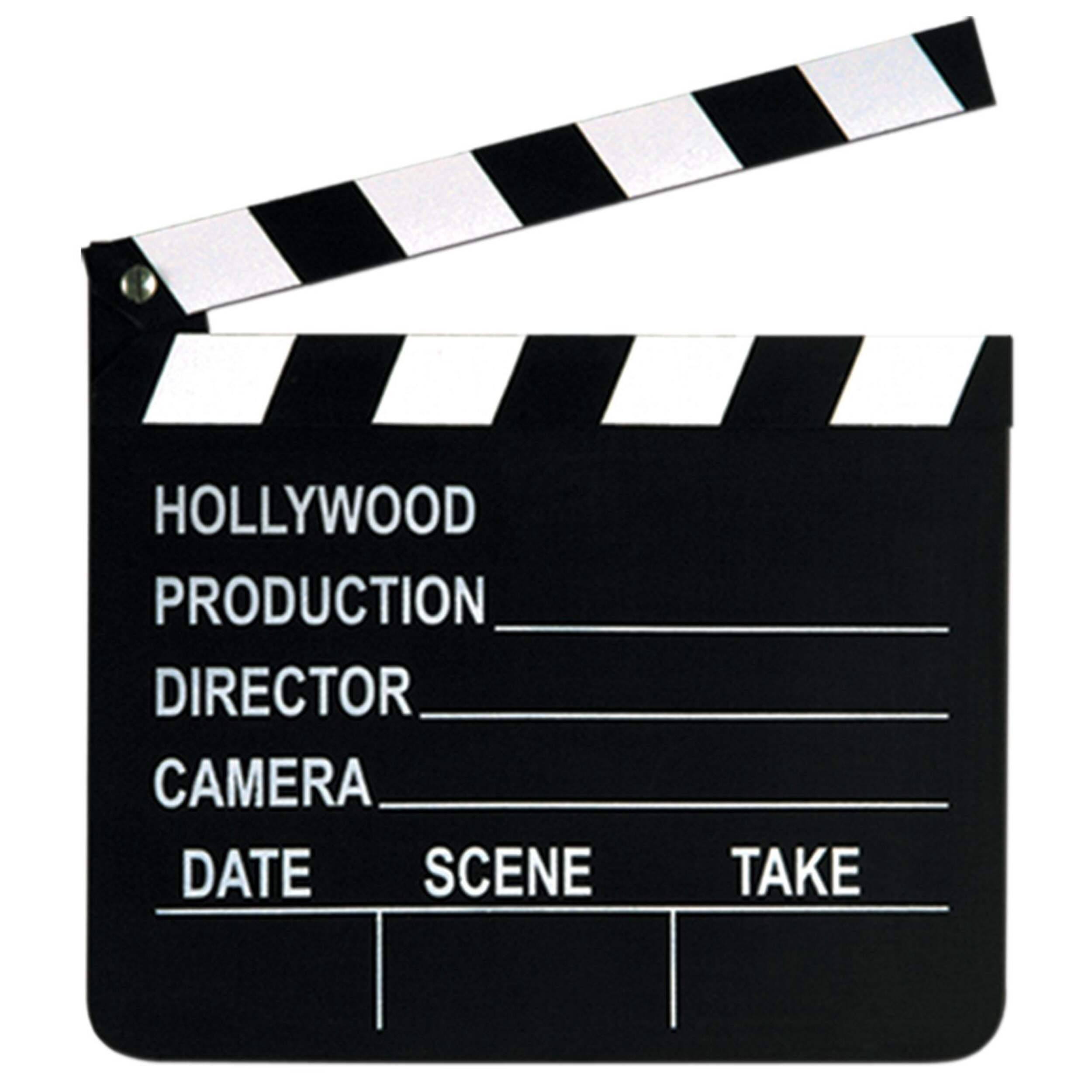 Hollywood Movie Clapboard, Black/White, for Movie/Awards/Oscar Party Front_Flat