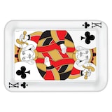 Roll the Dice Casino King of Clubs Card Plastic Reusable Serving Platter, White/Red, 11-in, for Game Night/Vegas/Birthday Party Overhead_Flat