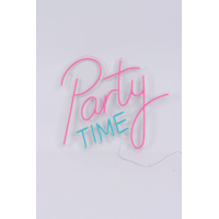 Party Time Neon LED Light Up Decoration Sign, Blue/Pink, for New Year's Eve/Graduation/Birthday/Party Front_Flat