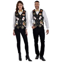 Casino Dealer Vest With Bow Tie, Adult, Multi-Colour, One Size, Wearable Costume Accessory for Game Night/Vegas/Birthday Party Front_Flat
