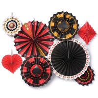 Casino Party Paper Fan Hanging Decorations, Multi-Colour, 8-pk, for Game Night/Vegas/Birthday Party Decor