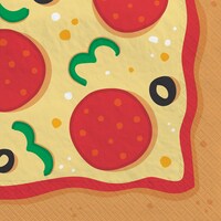 Pizza Square Paper Disposable Beverage Napkin, Multi-Colour, 5-in, 16-pk, 2-ply, for Birthday/Summer/Party Overhead_Flat