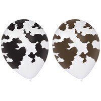 Western Round Latex Balloons, Black/White, 12-in, 6-pk, for Birthday/Western Party