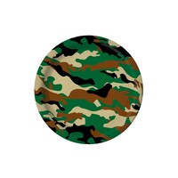 Camo Round Disposable Paper Dessert Plates, Multi-Colour, 7-in, 8-pk, for Birthday/Summer/Camouflage Party