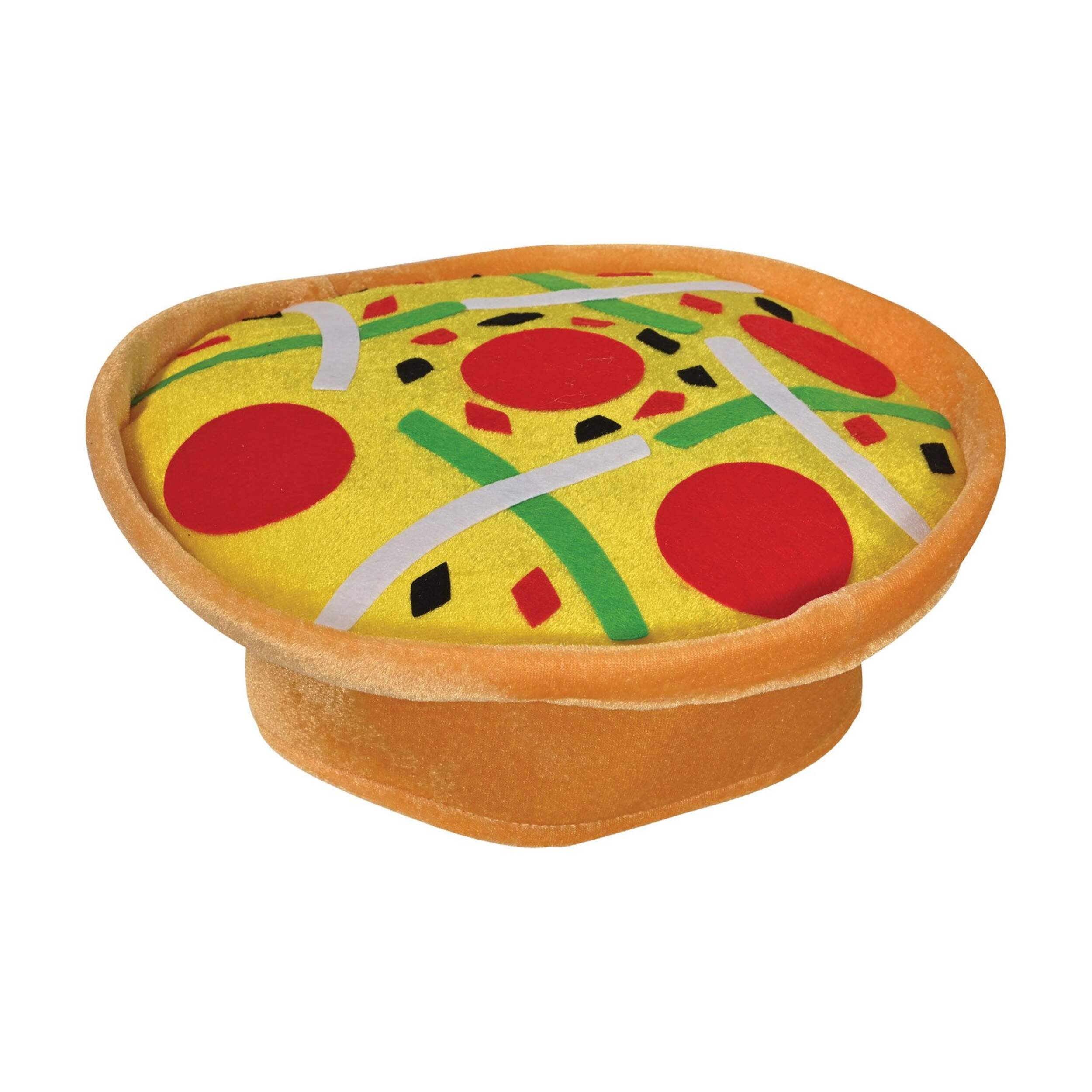 Pizza Plush Hat, Multi-Colour, One Size, Wearable Food-Themed Costume Accessory for Birthday/Party Front_Elevated
