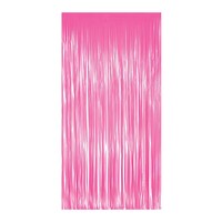 Glow Neon Tinsel Fringed Backdrop Curtain, Pink, 76.5-in, for Bridal Shower/Birthday/Summer Party Decoration Front_Flat