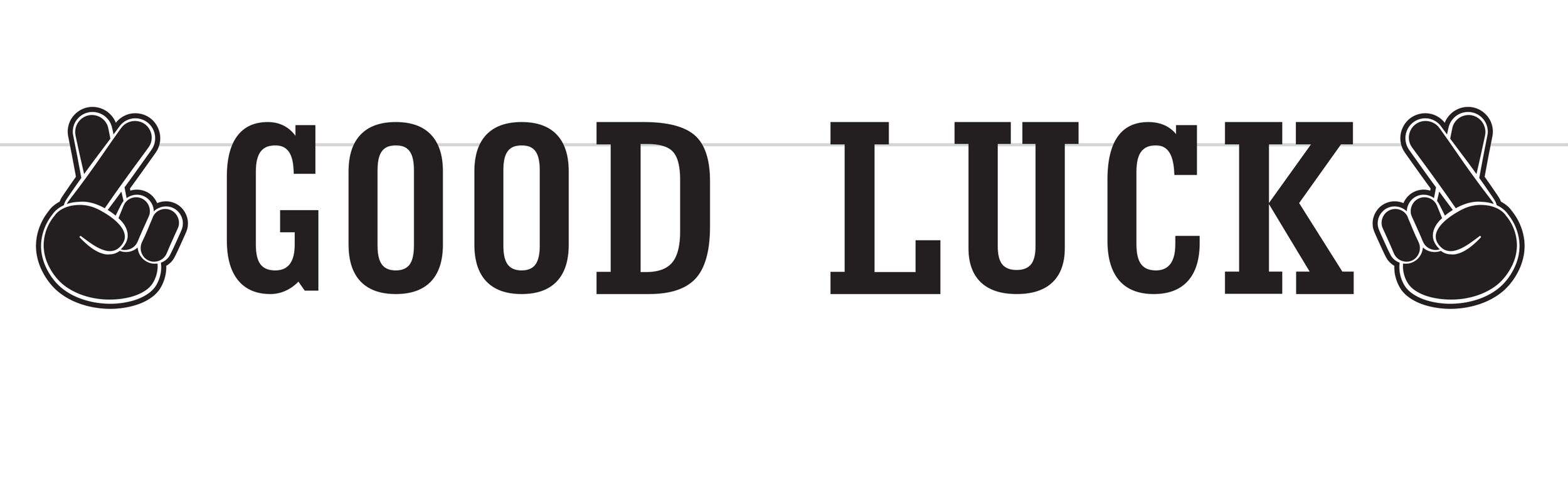 Good Luck Banner Hanging Garland Decoration, Black, 9.8-ft, for Special Occasion Front_Flat