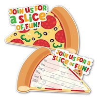 Invitations pour soirée pizza Join Us For A Slice of Fun avec enveloppes pour anniversaire et fête, paq. 8