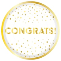 Congrats Gold Wavy Lunch Paper Plate, 9.5-in, 8-pk Overhead_Flat