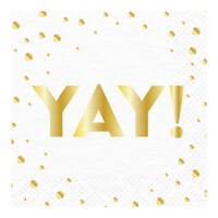 Congrats Gold "Yay" 3-Ply Cocktail Napkin, 5-in, 16-pk