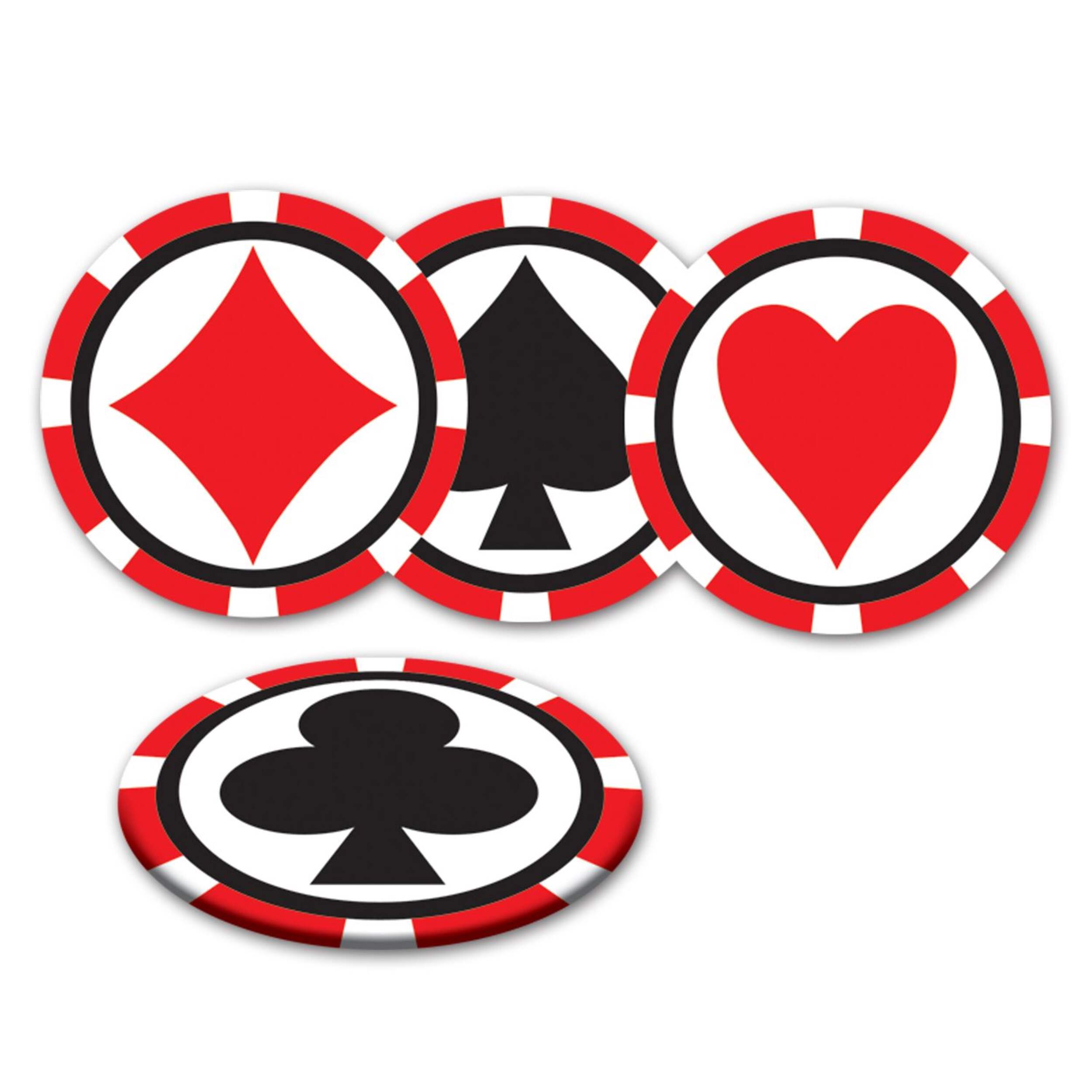 Casino Card Suit 3.25-in Cardstock Coin Coasters, 8-pc Composite_or_Mixed