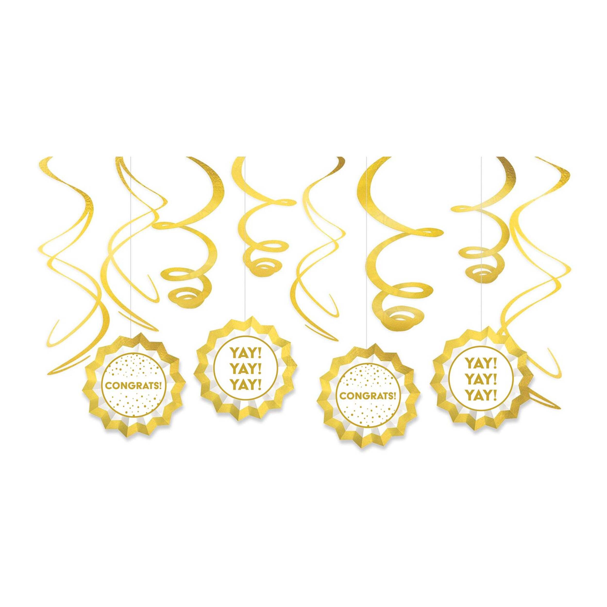 Sophistiplate Congrats "Yay!" & "Congrats" Hanging Décor, 12-pc Front_Flat