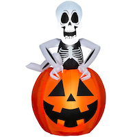 Gemmy Animated Airblown Rising Skeleton in Jack-O'-Lantern Inflatable Outdoor Yard Décor, 5-ft Front_Flat