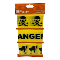For Living "Danger" Skull/Black Cat Caution Tape, Yellow, 3-m, 3-pk, Indoor/Outdoor Decoration for Halloween