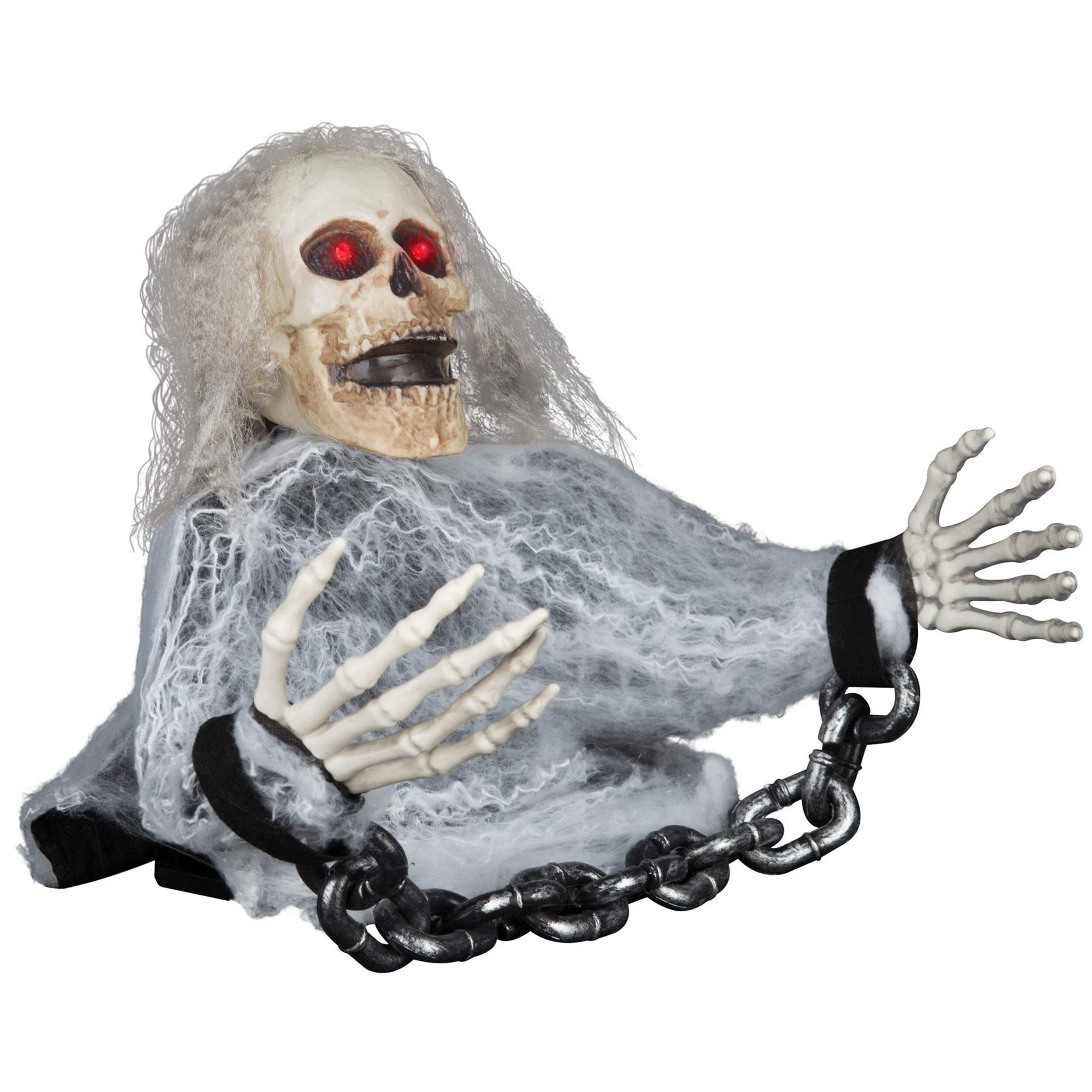 Gemmy Grim Reaper Skeleton Animated LED Light-Up Crawler Prop, Grey, 17-in, Sound & Light Activated Indoor/Outdoor Decoration for Halloween Front_Three_Fourths_Angled_Right