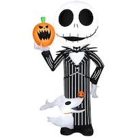 Disney Nightmare Before Christmas Jack and Zero Inflatable Scene Halloween Decoration, 5-ft